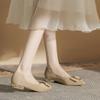 Pointed flat-soled single shoes, new square buckle, shallow mouth, one pedal, Mary Jane women's versatile and comfortable