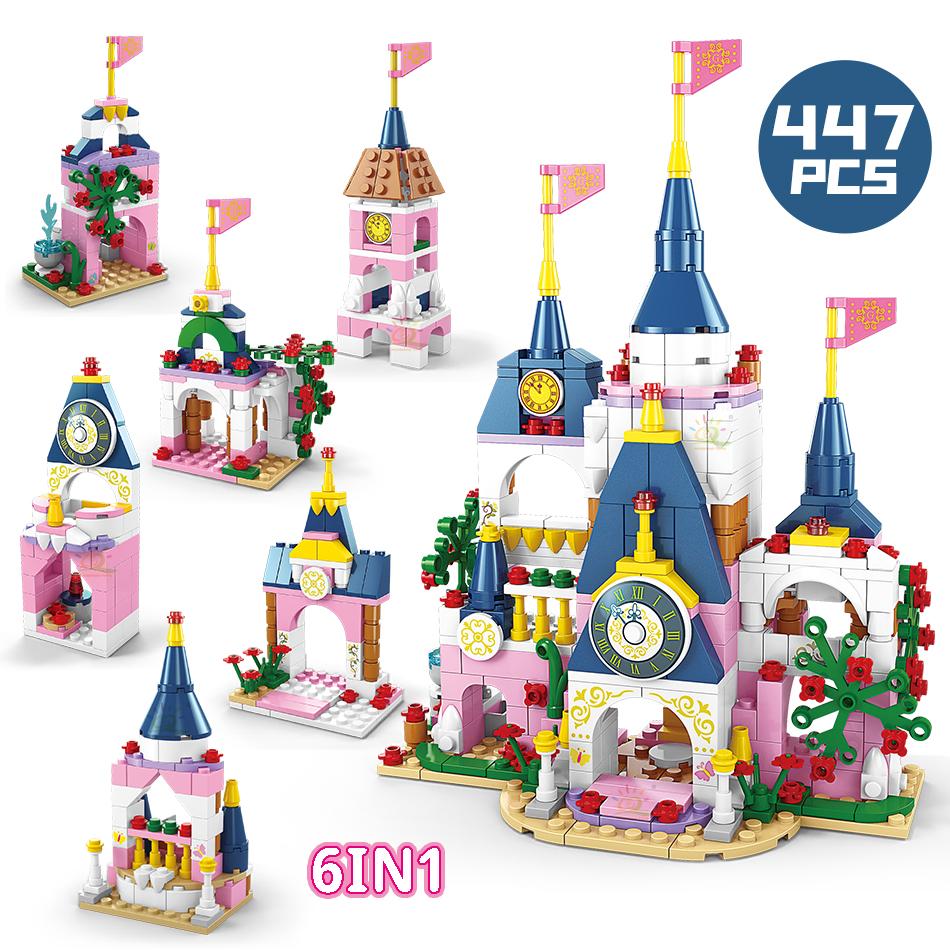 

447 шт. 6 в 1 серия друзей, замок принцессы розовой мечты, строительный блок для девочек, дом королевы, городской набор кирпичей, детская игрушка NO box