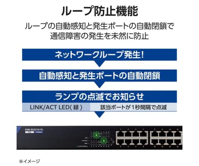 ELECOM LAN Hub WEB Smart PoE 16P F-less EHB-SG2C16-PL