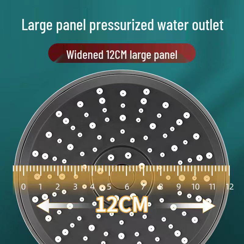 Black Lotus High-Pressure Shower Head with Five Functions and Large Panel