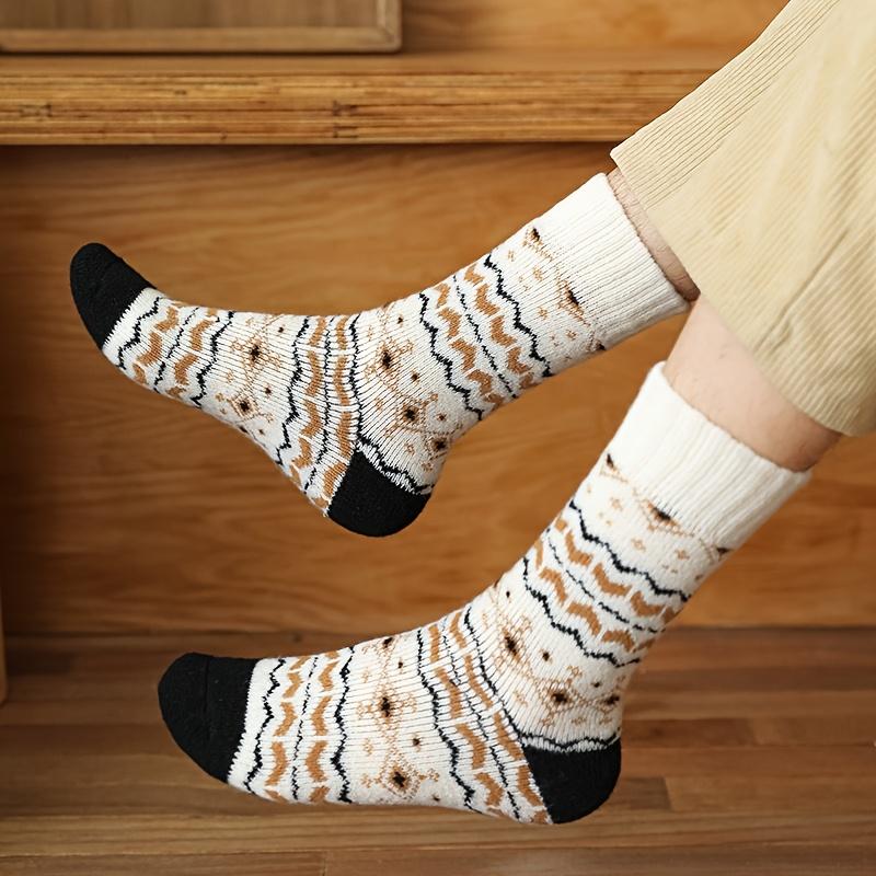 Socks Men Mid-Calf Socks Autumn Winter Thickened Fleece Warm Terry Socks Men'S British Style Casual Long Socks Trendy Versatile