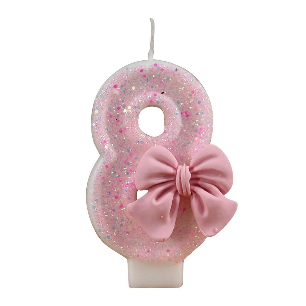 3D Number Cake Decorating Candle Pink Glitter Birthday Candles Digital Candle Cake Topper Birthday Party Anniversary Cake Decor
