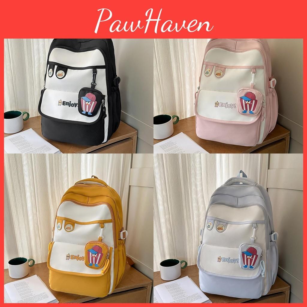 Lightweight Backpack Youth Computer Bag With Color Block Design For Use School