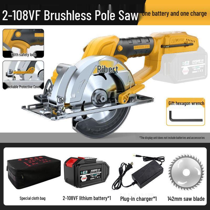 5.5" Brushless Lithium-Ion Circular Saw and Marble Cutter, Rechargeable & Multifunctional for Woodworking
