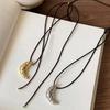 Unique Designs Cow Horn Pendant Adjustable Sturdy Black Rope Chain Necklace Jewelry Accessory for Stylish Women