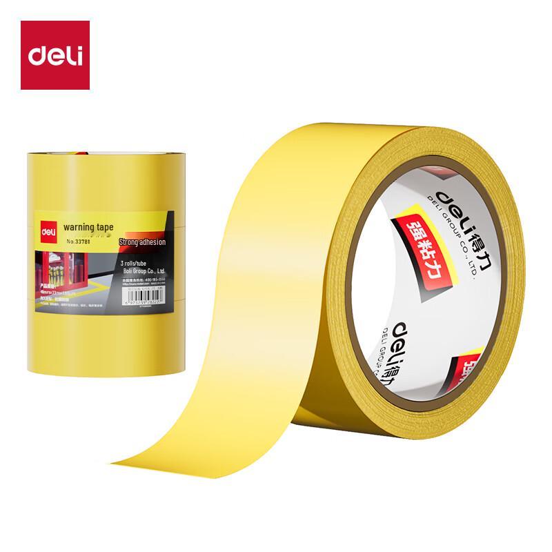 Deli 33781 Yellow PVC Safety Warning & Floor Marking Tape (3 Rolls)
