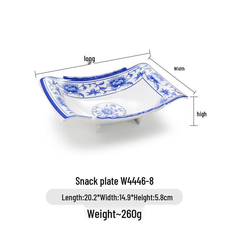 Chinese Style Melamine Blue & White Irregular Appetizer Plate