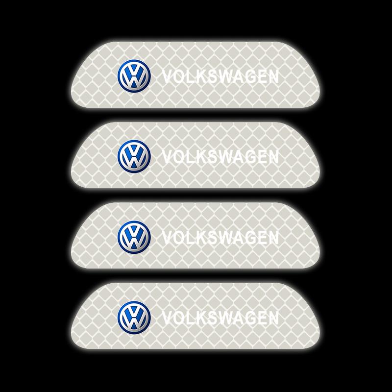 

For VOLKSWAGEN VW 4PCS Car Door Sticker Safety Warning Reflective Mark For Volkswagen TIGUAN VW GOLF MK6 Polo Tiguan PASSAT армия зеленый