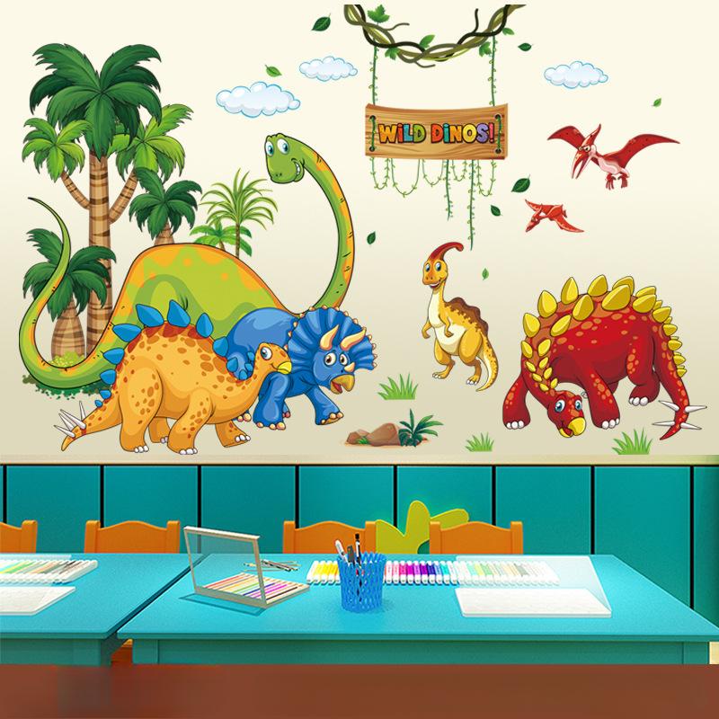Desene animate, Autocolante cu animale dinozauri, Decor de perete pentru camera copiilor, Grădiniță, Decor de perete pentru clasă, Autocolante de perete, Autocolante pentru decorarea casei