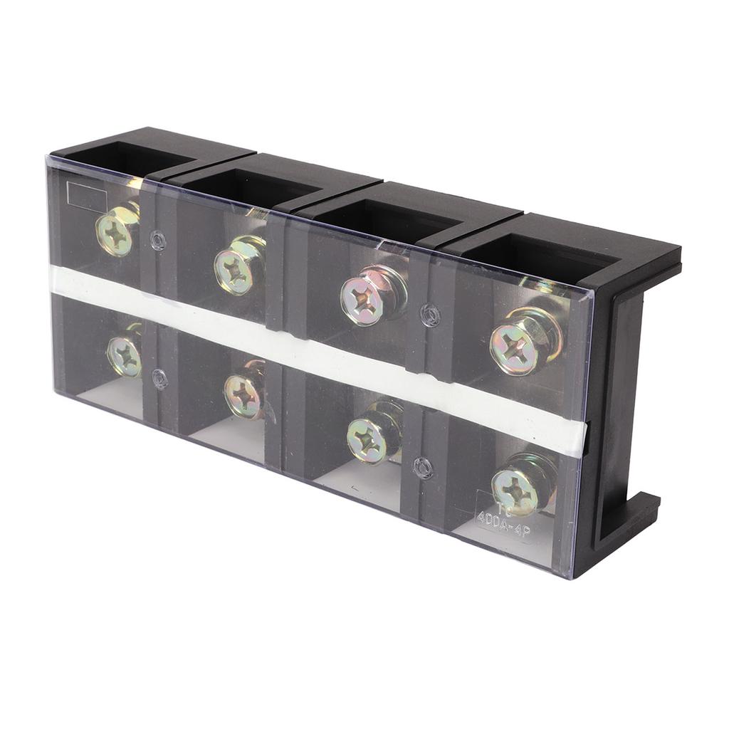 Barrier Terminal Strip Block 400A 600V High Current Dual Row Locking Terminal Strip with Cover for