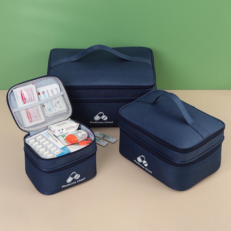 Large Capacity Travel Medicine Bag - Double Layer Portable First Aid Storage