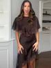 Autumn/Winter Lace Trim Cut-Out Waist Patchwork Dress for Women