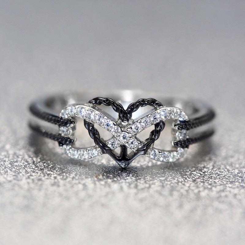 Pattern Flower Rings Heartshaped Ring