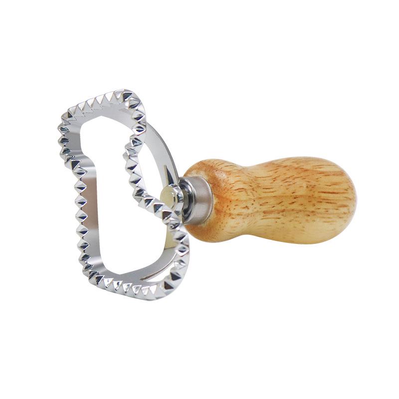 Zinc Alloy Biscuit and Dumpling Edge Embossing Cutter with Wooden Handle