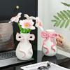 Ceramic Vase with Cute Bow Three-dimensional Ribbon Cartoon Bow Flower Vase Floral Arrangement Accessories Home Decoration