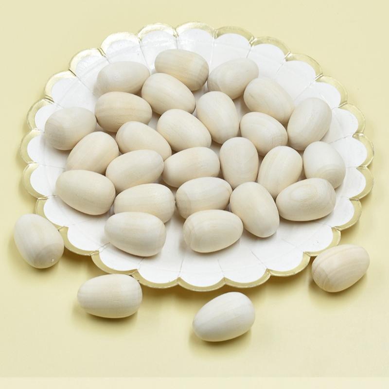10PCS Unpainted Wooden Eggs Wooden Fake Eggs Easter Craft Eggs for Display Children DIY Painting Decoration