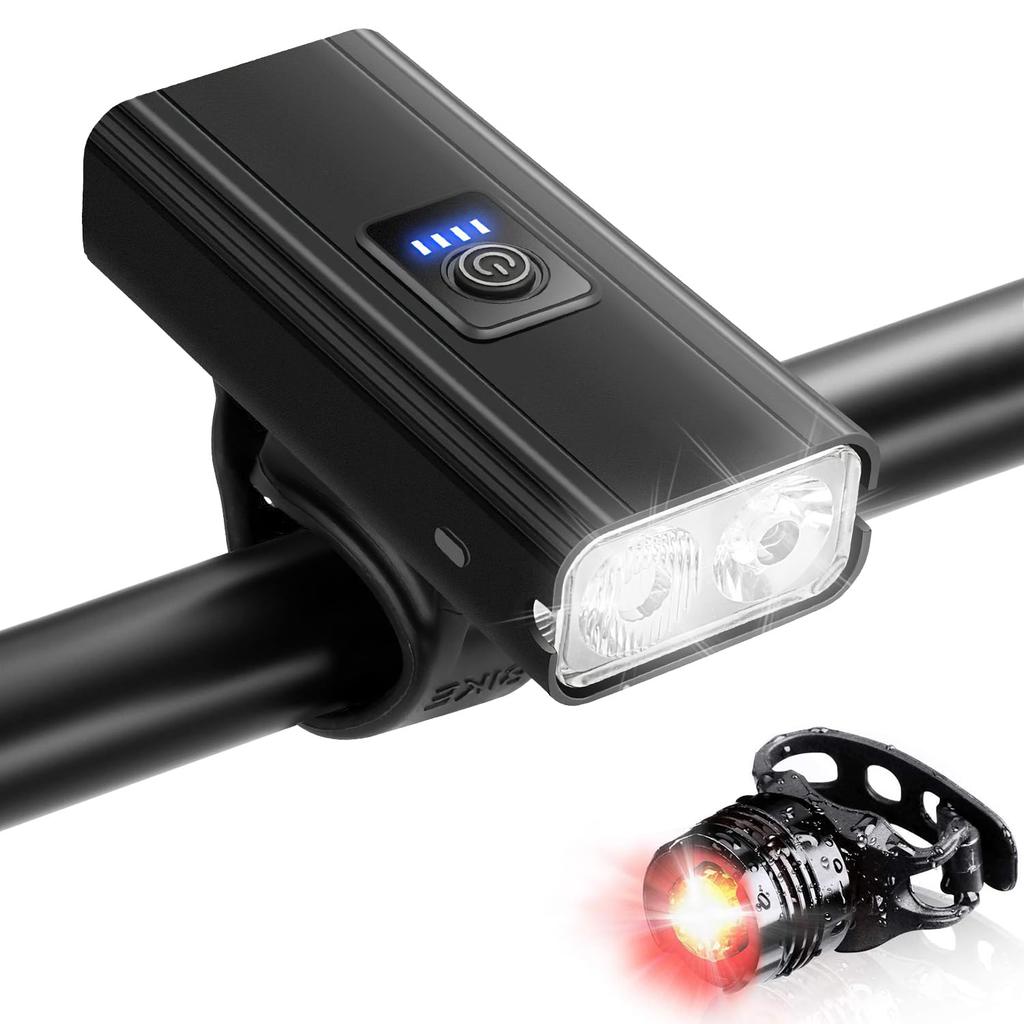 4800mAh USB Rechargeable Bicycle Headlight with 6 Dimming IPX5 Battery Level Power Outage and Emergency and Japanese Instruction Manual Included