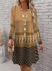 Women's Long Sleeved Round Neck Mini Dress, 3D Retro Geometric Pattern Printed Casual Vacation Style Dress Vestidos De Mujer