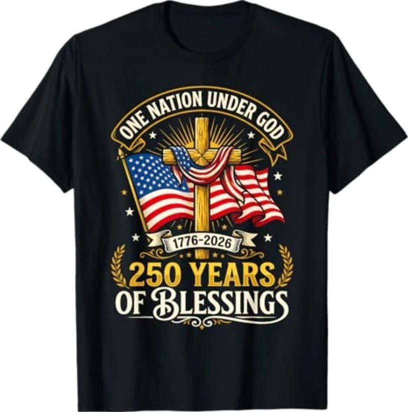 250th Anniversary USA 250 American 4th of July Patriotic God T-Shirt M