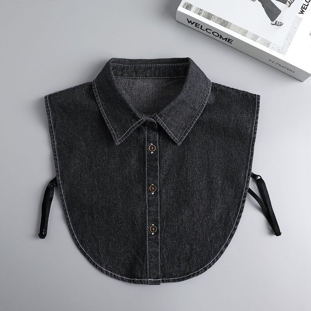 Detachable Denim Fake Collar Black Sharp Collar Lapel Half Shirt Korean Style Square Collar False Blouse Collar