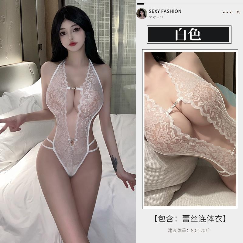 Sexy Underwear Sexy Lace Deep V Neck Conjoined Inner Small Chest Passion Perspective No Temptation