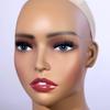PVC Mannequin Bust Skin Toned Head with Shoulders Smooth Hairpiece for Photo Shoots
