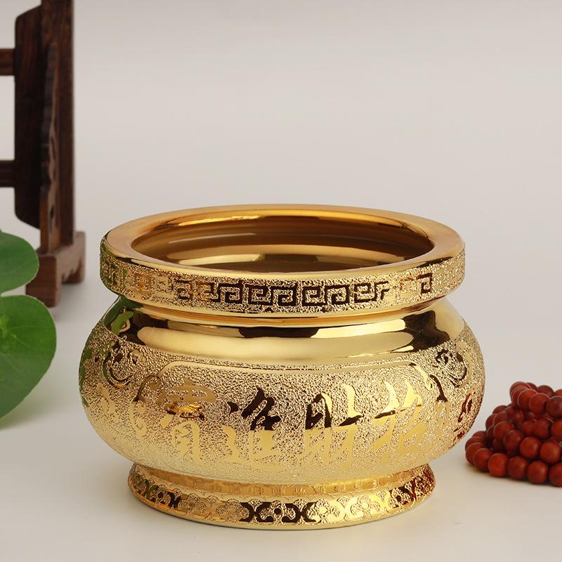 Small Ceramic Buddha Incense Burner with Golden Sand
