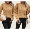 Women S Long Sleeve Pullover Knit Sweater Polka Dot Loose Fit