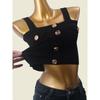 Bajia Metal Buckle Black Camisole Women's Summer Short Inner Wear Silm Sexy Knitting Tops