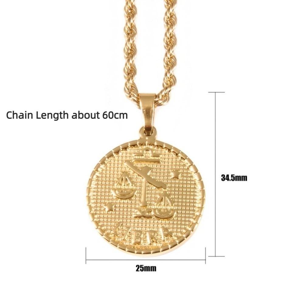 18K Gold Coin Coin Pendant Necklace 12 Constellation Bag Pendant Charms DIY Jewelry Making