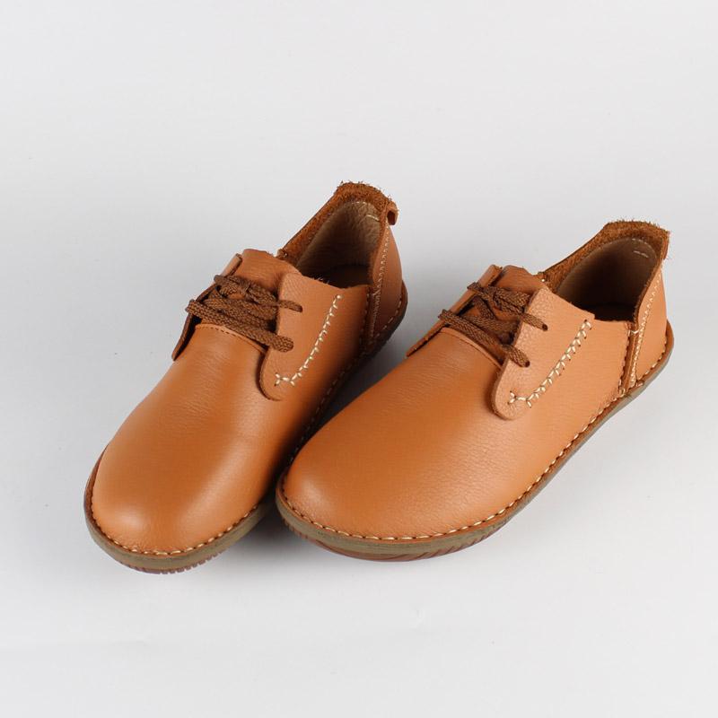 Fashion Retro Cowhide Flat Sole Women's Boots Casual Shoes Natural Genuine Leather Shoes Manual Sewing