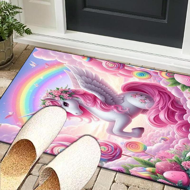 Magical Unicorn Fantasy Office Rug Chair Mat, Entryway Carpet, Suitable for Front Door, Bedroom, Living Room, Desk, Holiday Gift