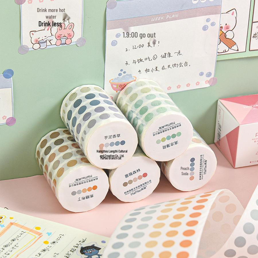 Morandi-Style Colorful Polka Dot Washi Stickers for Planners