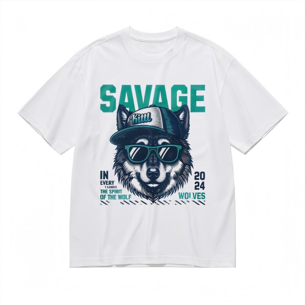 

Women s Classic T-Shirt Spirit of the Wolf Tribal Motif Cotton Tee XL