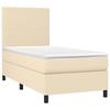 3141598 vidaXL Lit à sommier tapissier avec matelas Crème 100x200 cm Tissu