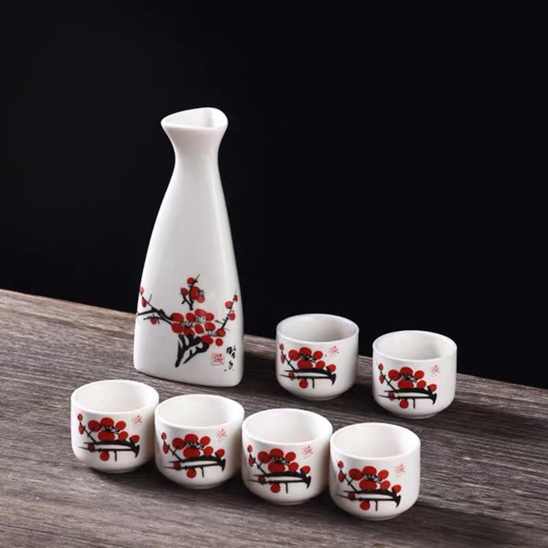 Boutique Sada vína 300 ml 45 ml 1 konvička 6 kloboučků na šálky Sada na saké a víno Keramický džbán Vodka Destiláty Dárek Domácí bar Keramické nádobí na pití Karafa