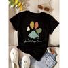 Women's Casual Short Sleeve T-Shirt - Light Purple Dog Paw Print & "Faith Hope Love" Graphic, Soft Stretch Round Neck