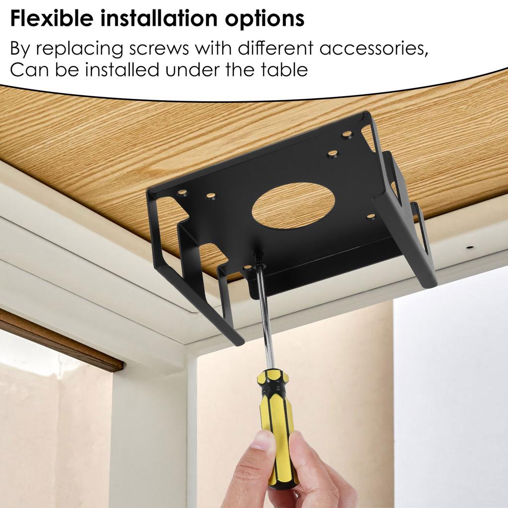 Monitor Installation Bracket Carbon Steel Under Desk Laptop Mount with Shock Absorbing Strips Protection Monitor Holder