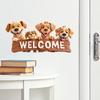 Cute Puppy Welcome English Slogan Self Adhesive Wall Door Sticker Home Decor