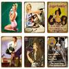 Vintage Retro Sexy Dame Pin Up Girl Malerei Blechschilder Metall Poster Wandaufkleber Bar Kaffeehaus Club Heimdekoration YI-076