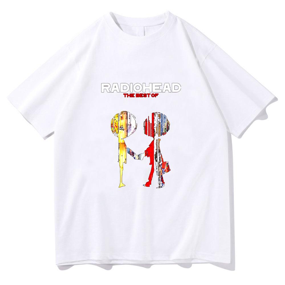 Radiohead Os Melhores de Camisetas de Banda de Rock Vintage Camiseta Gráfica de Álbum Musical Hip Hop Unissex Moda Streetwear Vintage Camiseta de Algodão