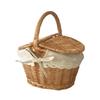 Handmade Wicker Willow Picnic Basket with Lid - Pastoral Style Storage and Fruit Basket