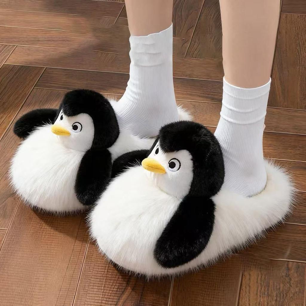 Cute cartoon warm fluffy bag head slippers autumn new comfortable versatile soft-bottomed cotton slippers
