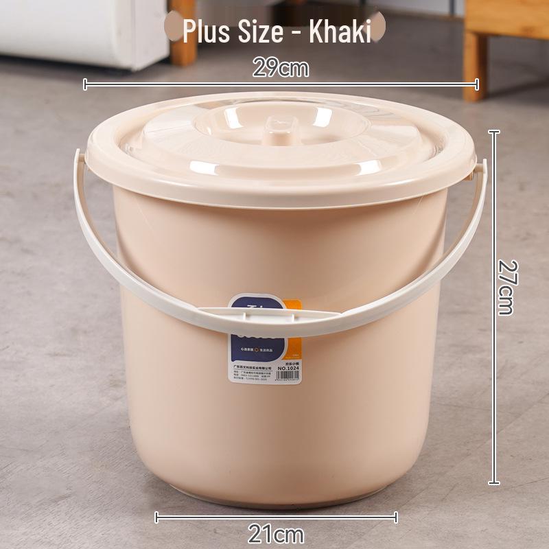 Portable Round Plastic Bucket with Lid - Thickened for Household Use, Storage, Cleaning, and Children's Beach Fun