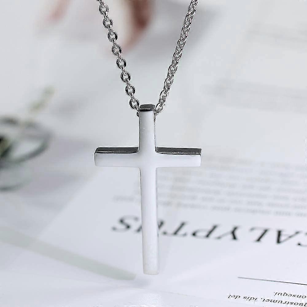 Simple Stainless Steel Cross Pendant Necklace For Men Women