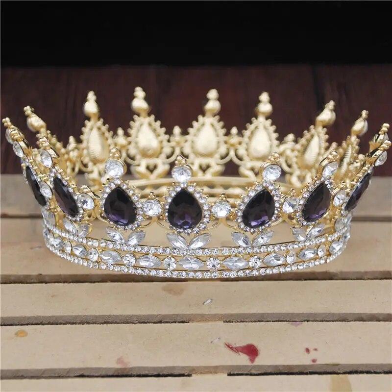 Kristall Vintage Royal Queen König Tiaras und Kronen Männer/Frauen Pageant Prom Diadem Haarschmuck Hochzeit Haarschmuck Zubehör