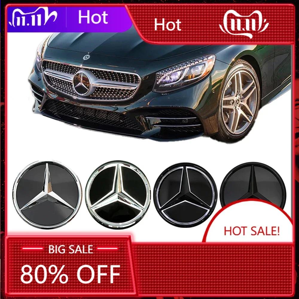 C200 E200 For Mercedes Benz Chrome Silver And Glossy Black  Car Front Grilled Star Emblem Illuminated Logo For Mercedes Benz C A