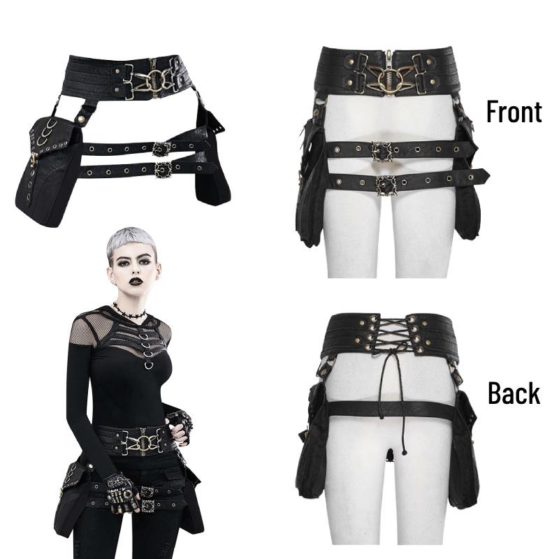 Gearduke Women's Steam Punk Pu Leather Waist Bag With Vintage Phone Holder Trendy Cross-border Fashion