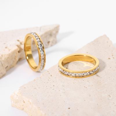 Yousheng Smooth Surface Noble Couple Ring Square Cubic Zirconia Wedding Ring Jewelry Accessory
