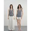 Niche design plaid neck sling vest women's summer new loose and thin versatile sleeveless tops and clothes